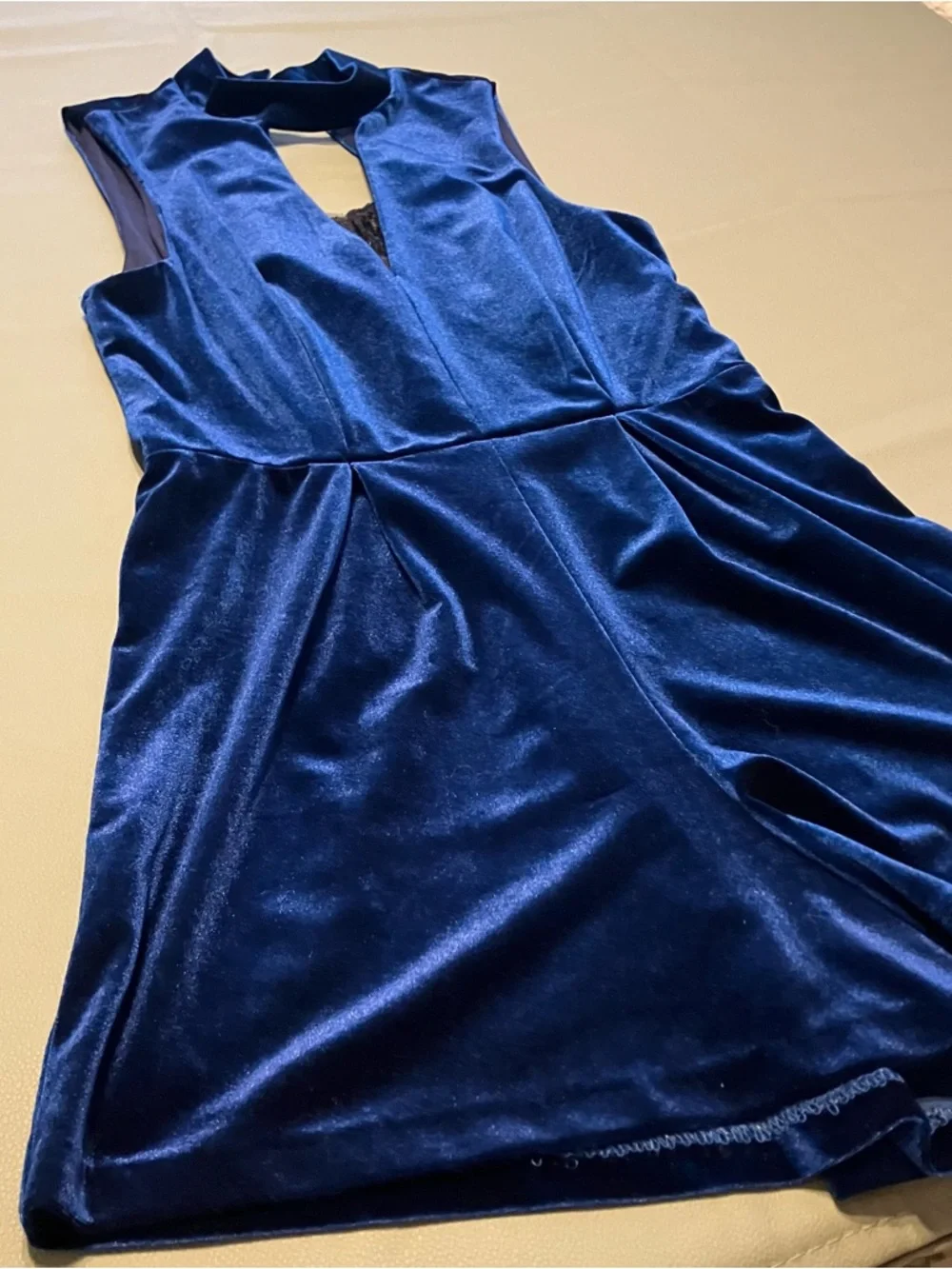 Stella Luce Deep Blue Velvet Lace Whimsigoth Romper